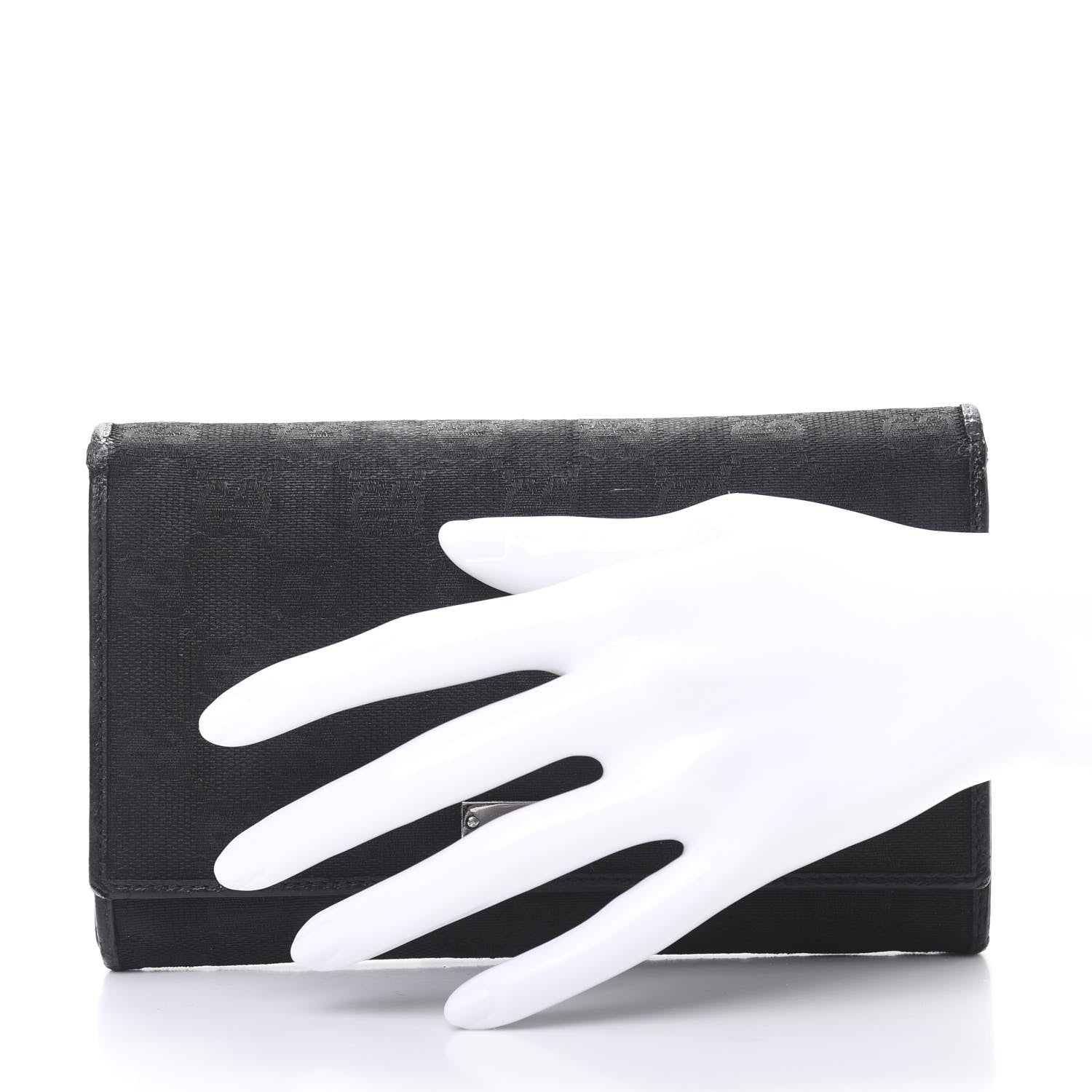 Gucci Monogram Metal Bar Continental Flap Wallet Black 2 of 13