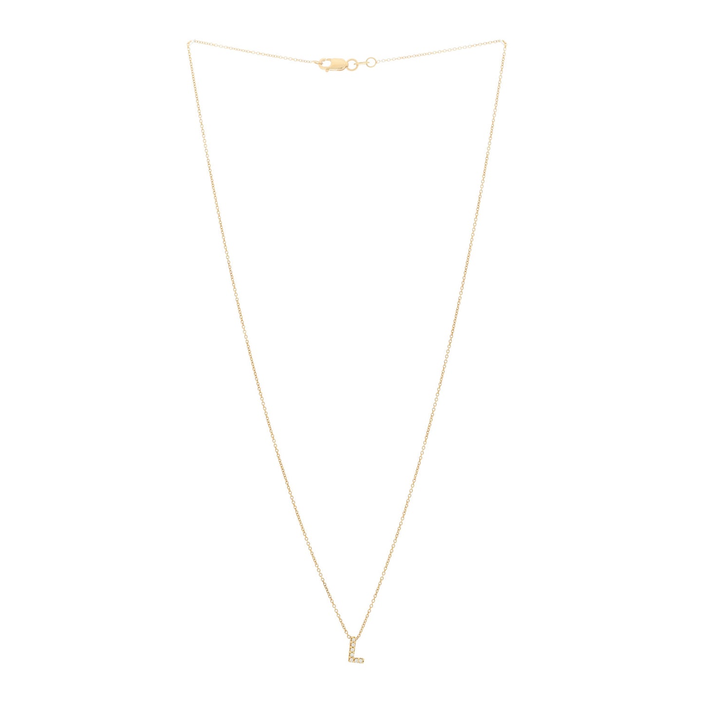 18K Yellow Gold Diamond Love Letter L Pendant Necklace