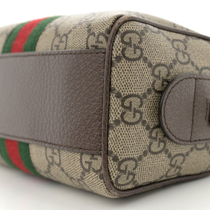 Gucci GG Supreme Monogram Textured Dollar Calfskin Web Super Mini Ophidia Top Handle Bowler Bag Beige Ebony New Acero 10 of 12
