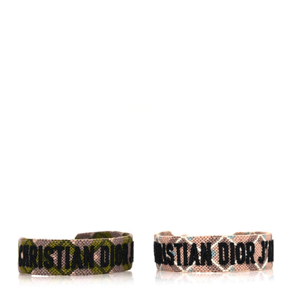 Christian Dior Woven Cotton J'Adior Friendship Bracelet Set Green Pink 1 of 3