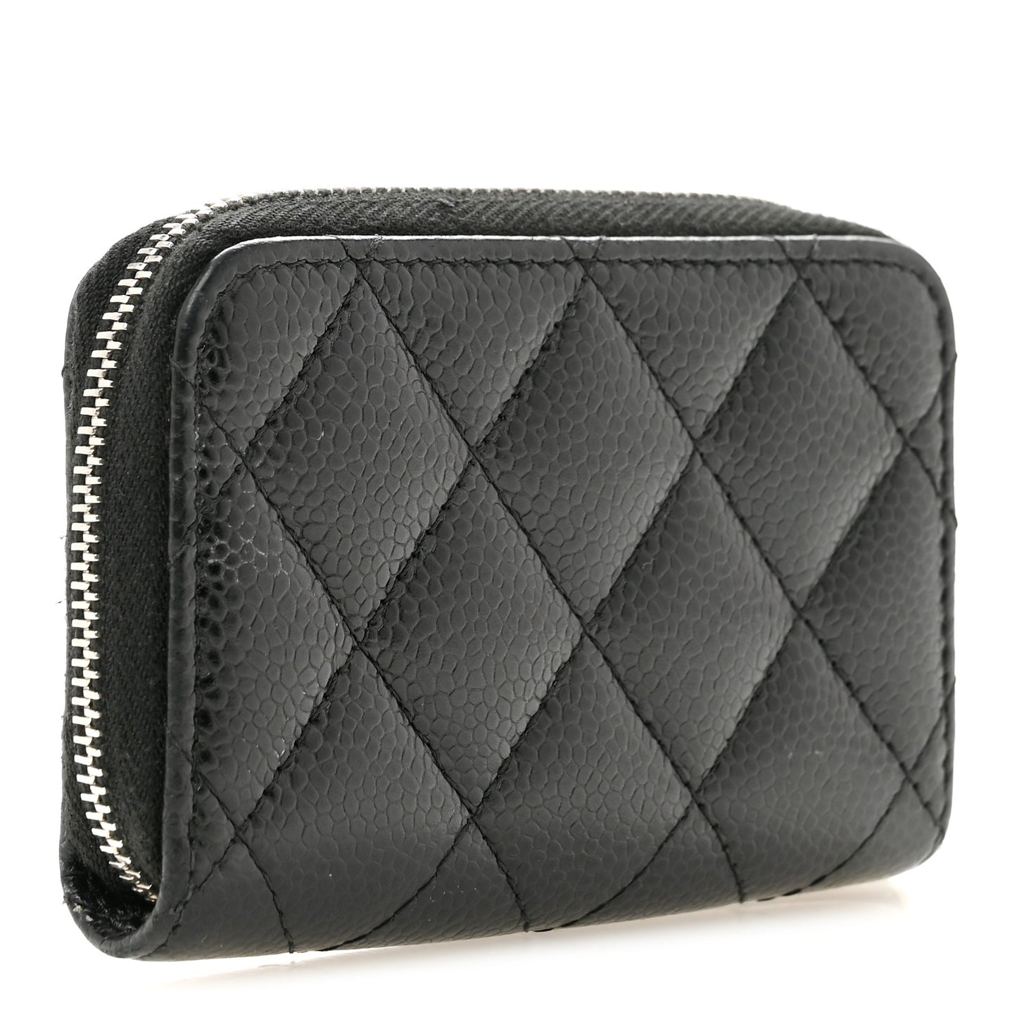 Caviar Quilted Zip Coin Purse Black