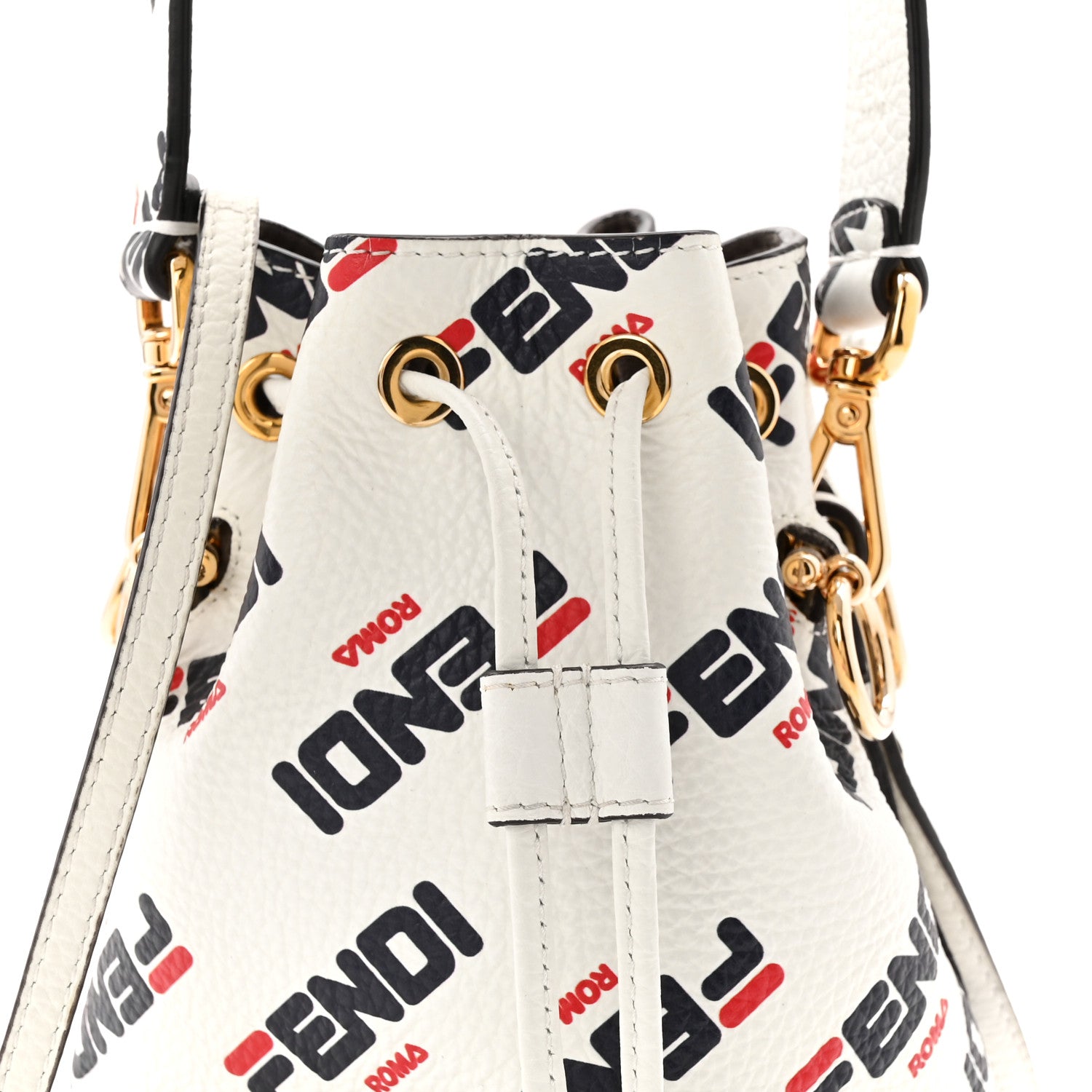 Fendi X FILA Vitello F is Fendi Mania Mini Mon Tresor Bucket Bag White 8 of 10