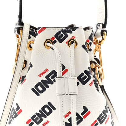 Fendi X FILA Vitello F is Fendi Mania Mini Mon Tresor Bucket Bag White 8 of 10