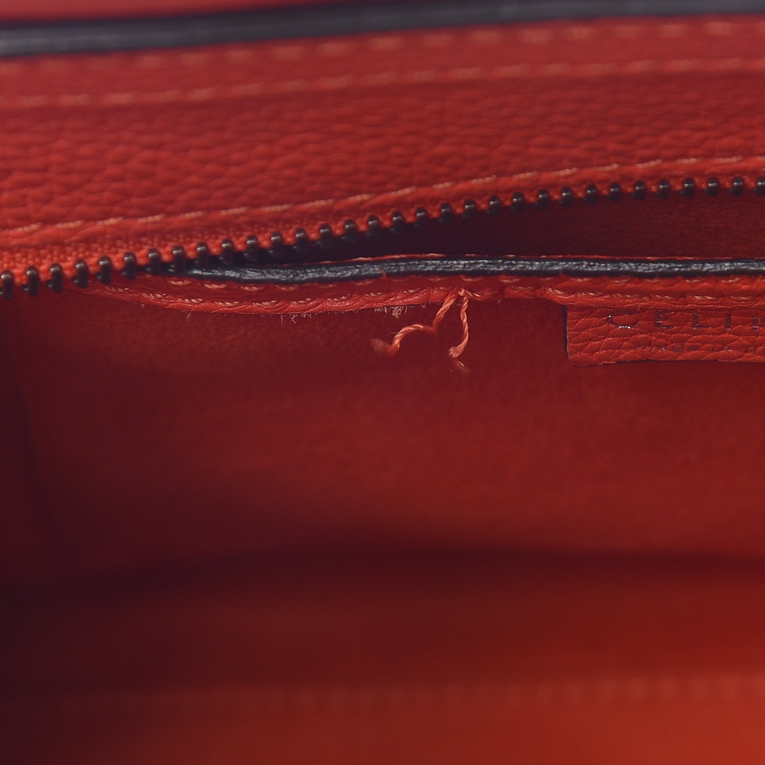 Celine Drummed Calfskin Nano Luggage Vermillion 8 of 15