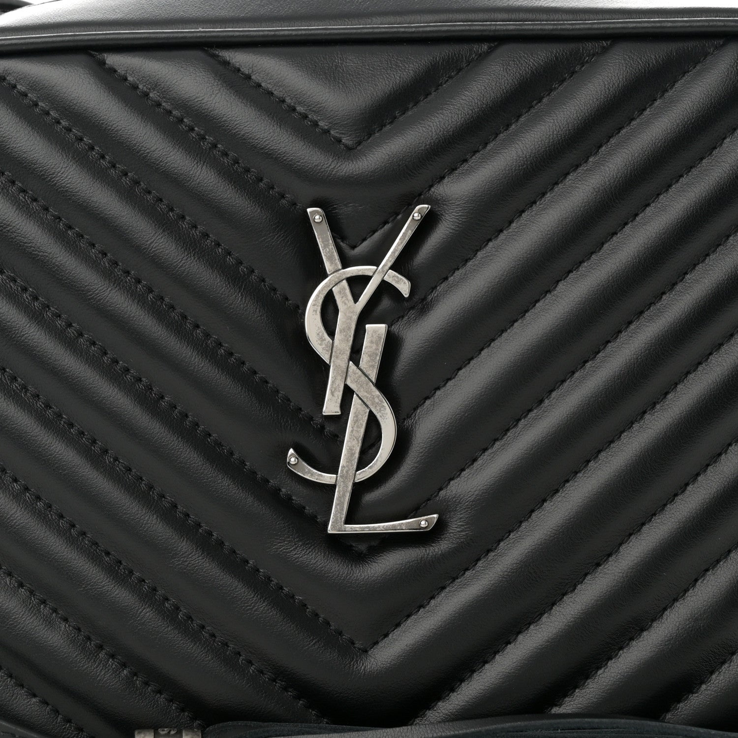 Saint Laurent Calfskin Matelasse Monogram Lou Camera Bag Black 9 of 11