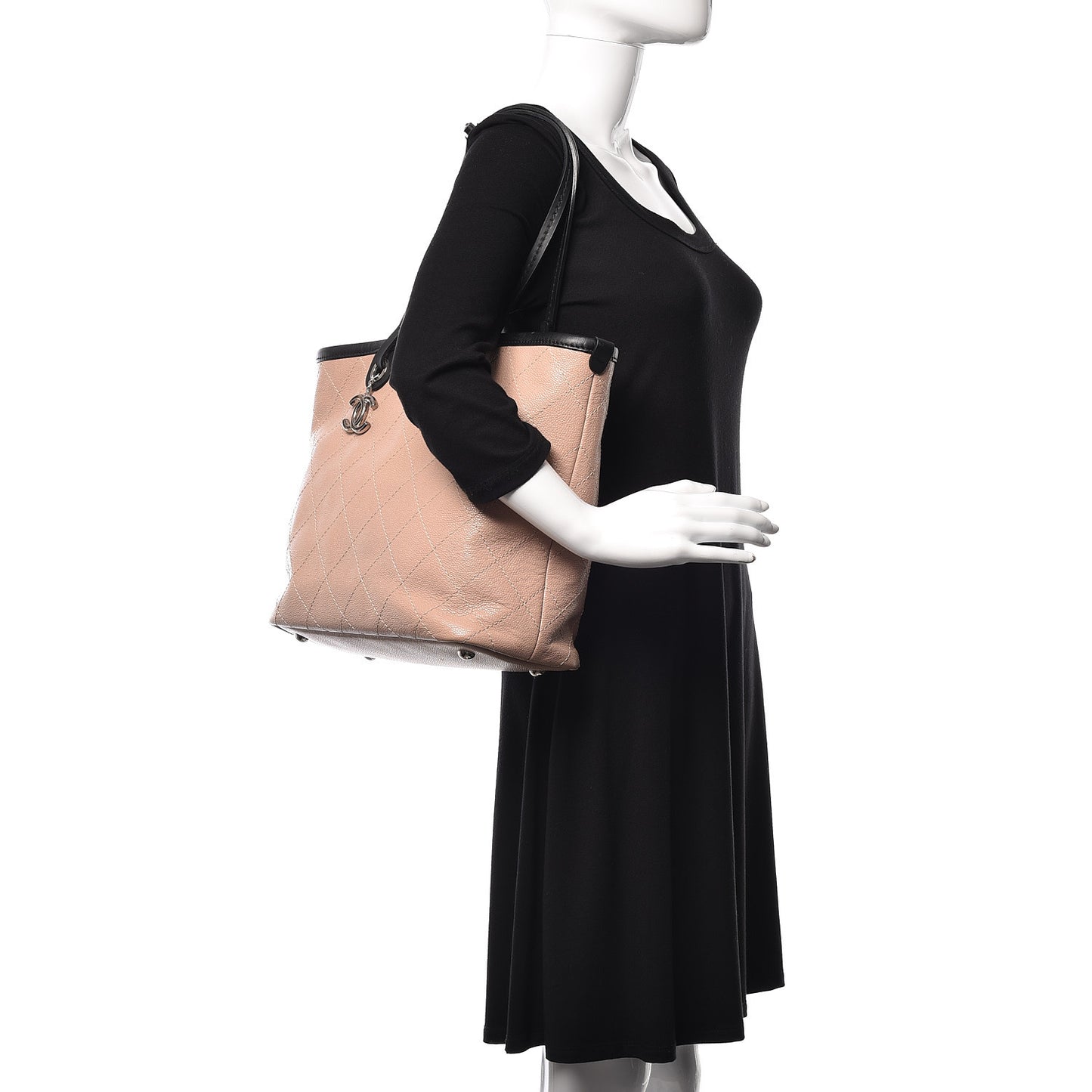 Grained Calfskin Shopping Fever Tote Light Pink