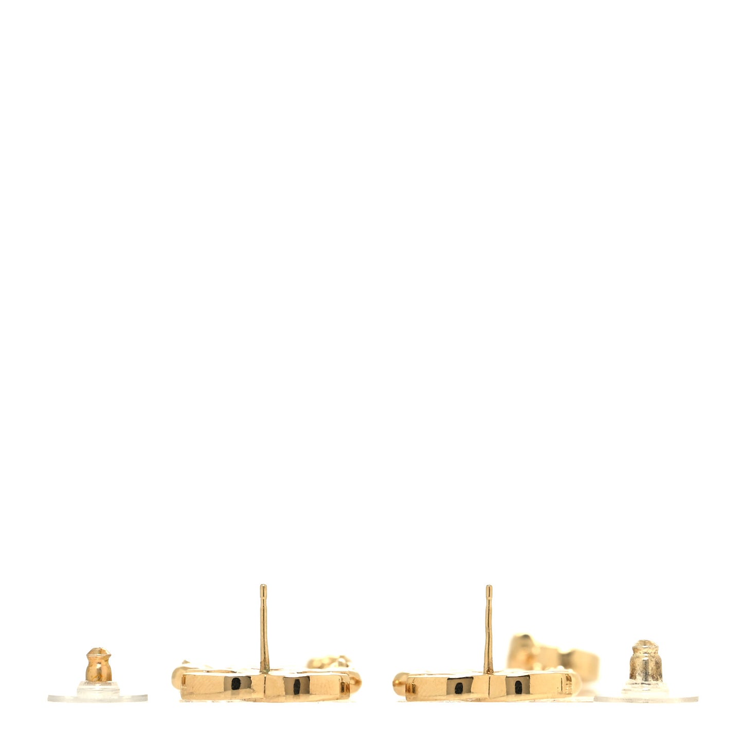 Metal Crystal CC Drop Heart Link Earrings Gold