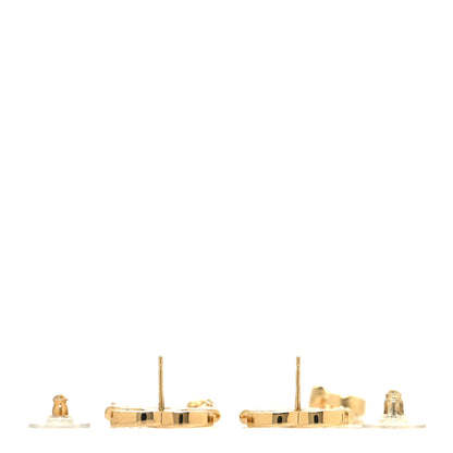 Chanel Metal Crystal CC Drop Heart Link Earrings Gold 3 of 4