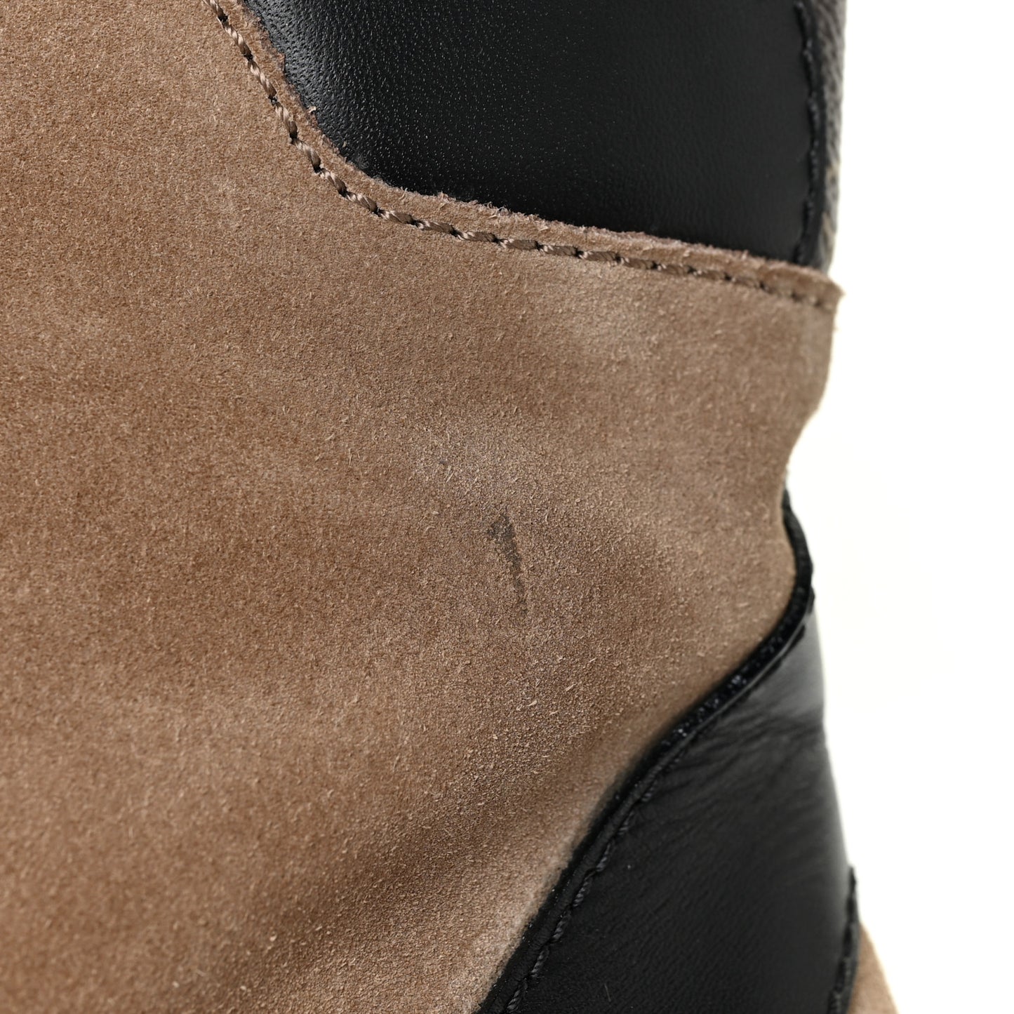 Suede Calfskin Monogram Laureate Platform Desert Boots 38.5 Taupe
