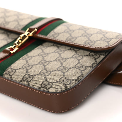 Gucci GG Supreme Monogram Azalea Calfskin Web Jackie 1961 Belt Bag 100 40 Beige Ebony Brown Sugar 9 of 9