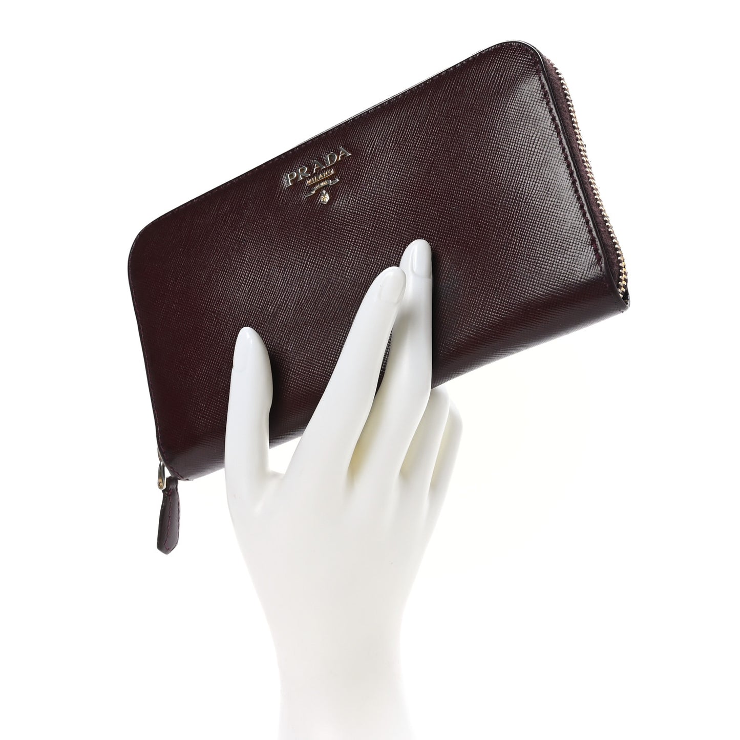 Saffiano Metal Zip Around Wallet Granato