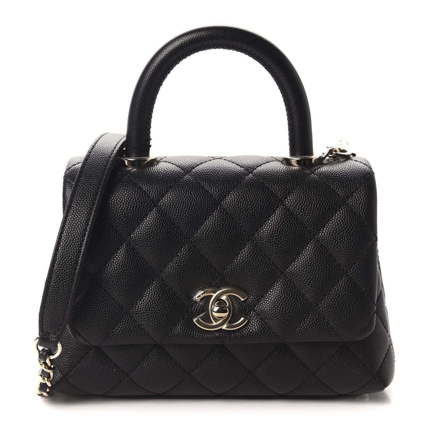 Caviar Quilted Extra Mini Coco Handle Flap Black