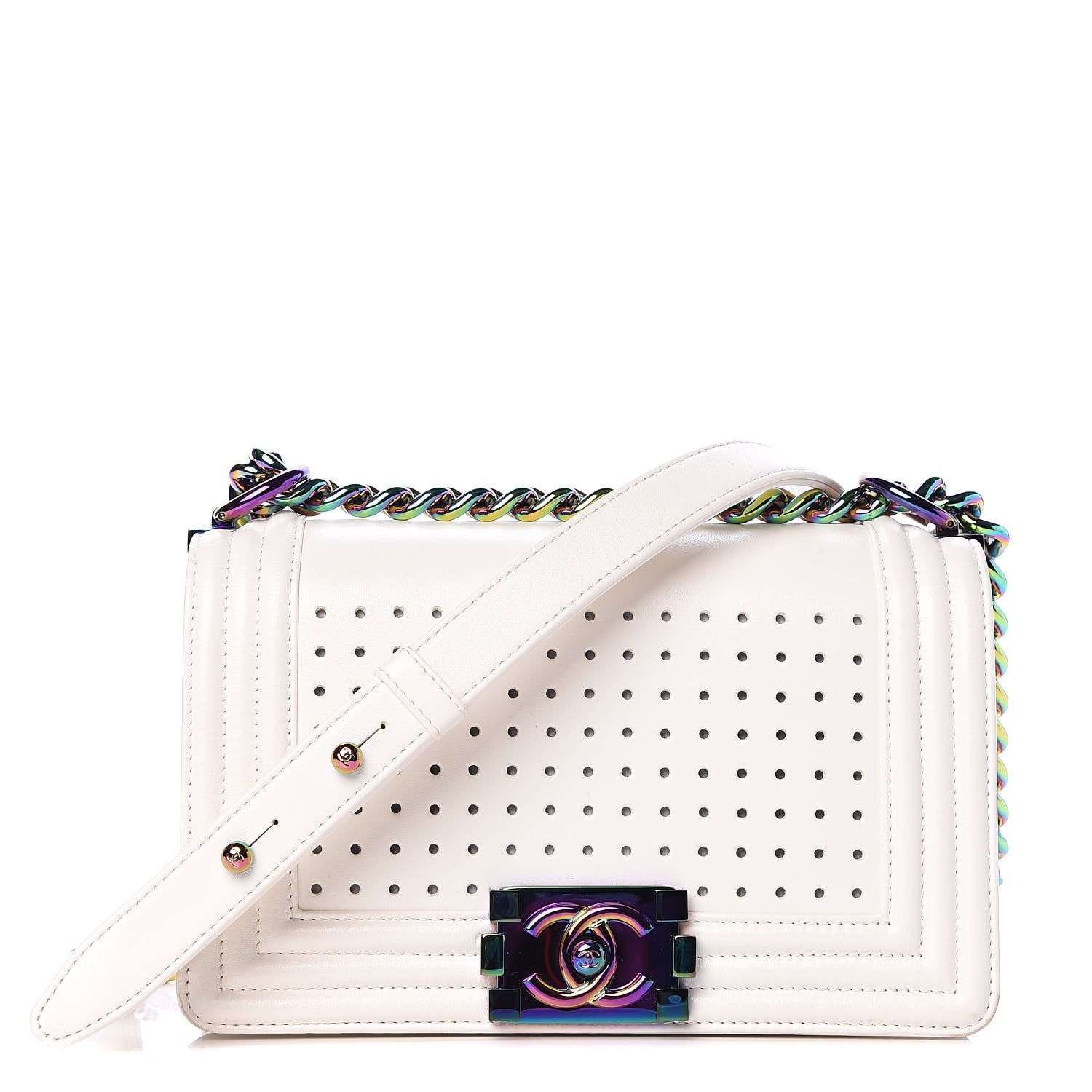 Chanel Lambskin LED Iridescent Metal Small Boy Flap White Multicolor 1 of 11