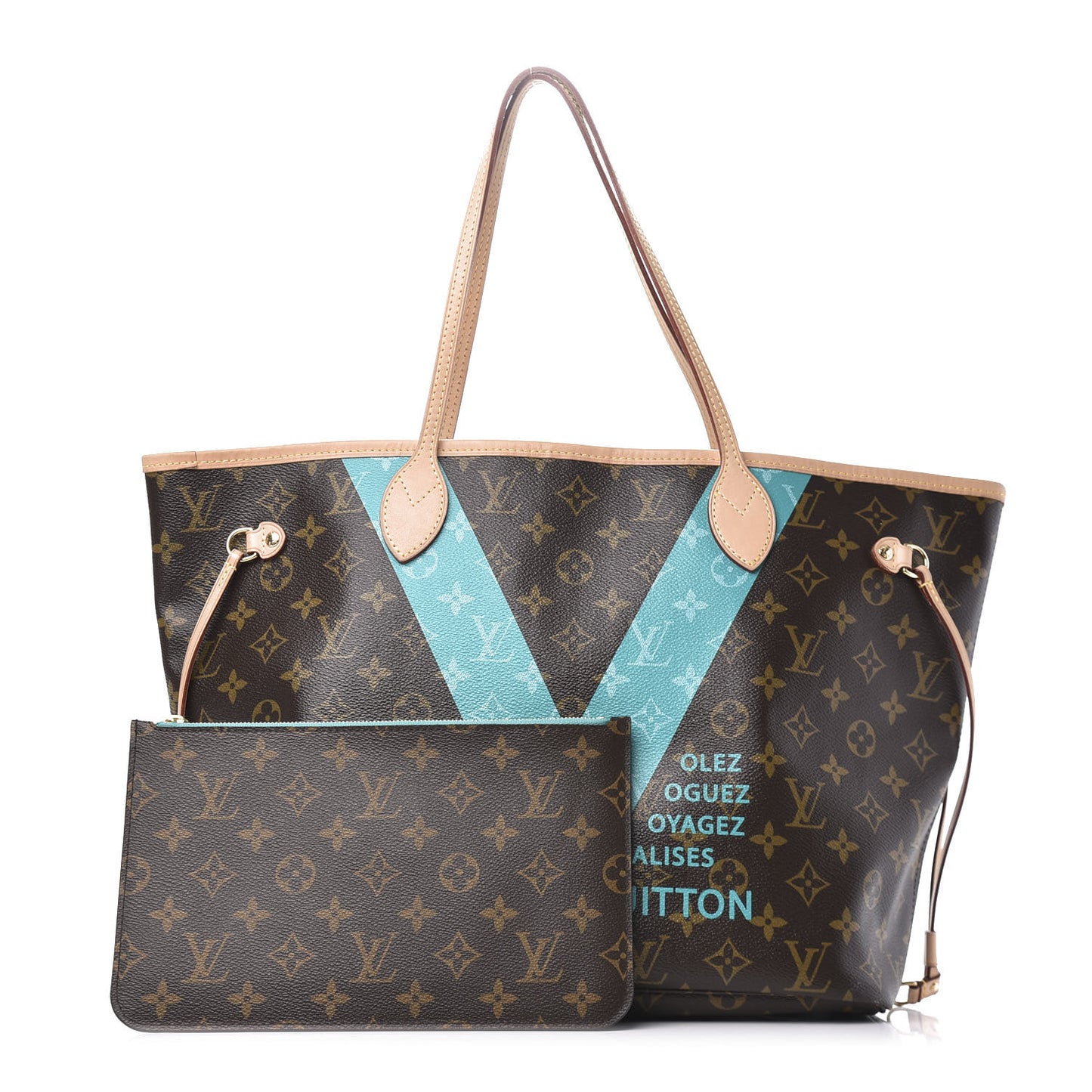 Monogram V Neverfull MM Turquoise