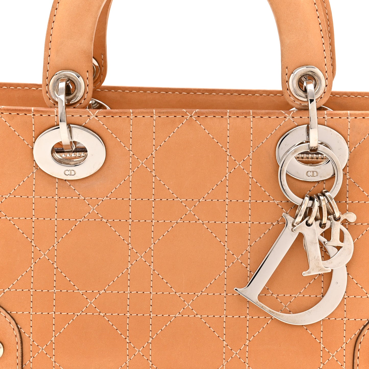 Calfskin Cannage Stitched Small East West Lady Dior Camel