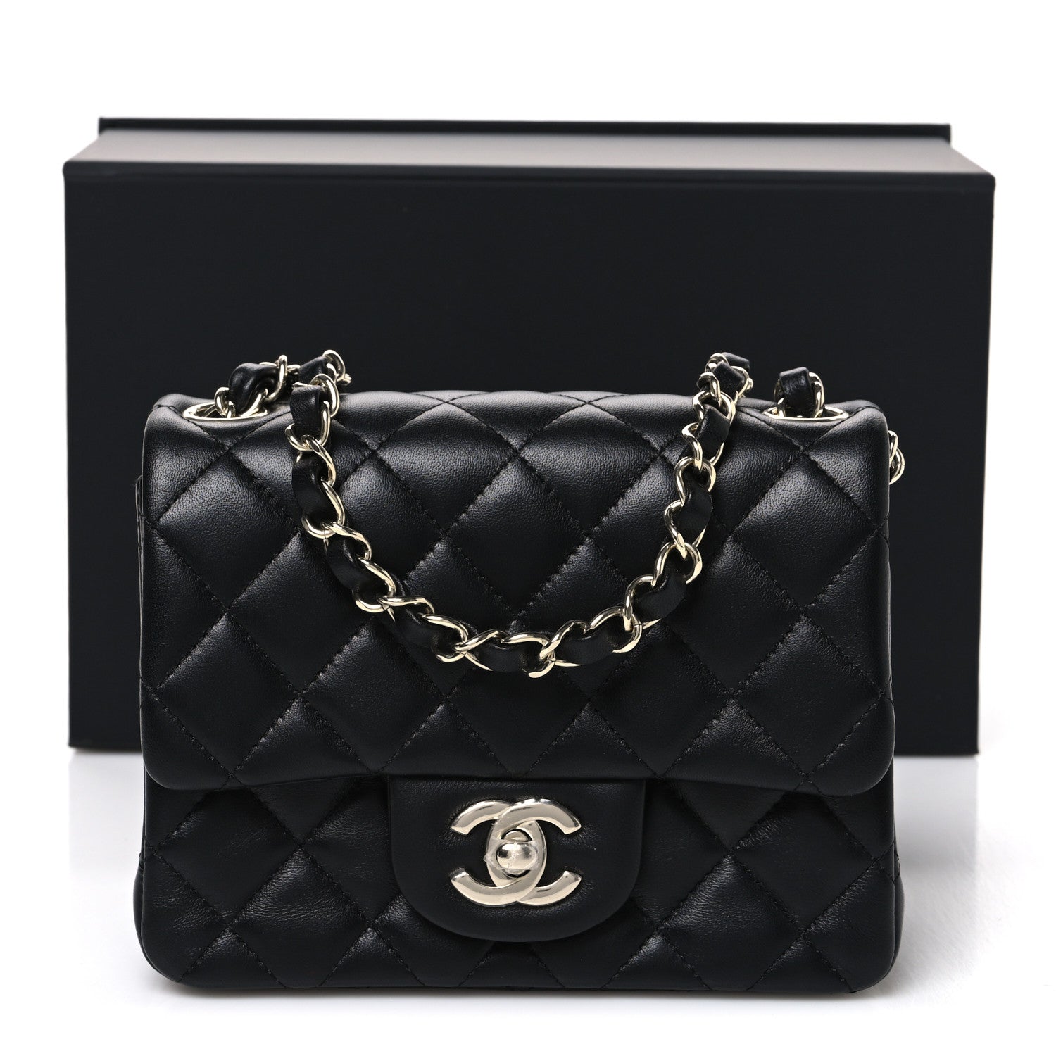 Chanel Lambskin Quilted Mini Square Flap Black 10 of 10