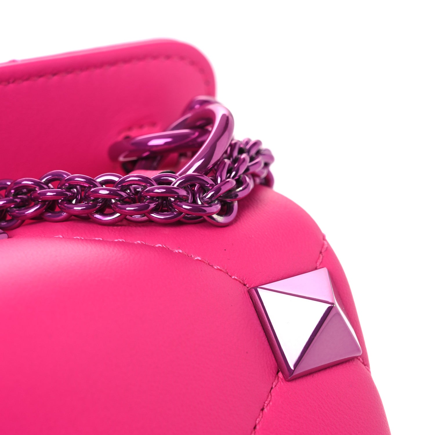 Valentino Garavani Nappa Lacquer Monochrome Medium Roman Stud Shoulder Bag Pink PP 10 of 10