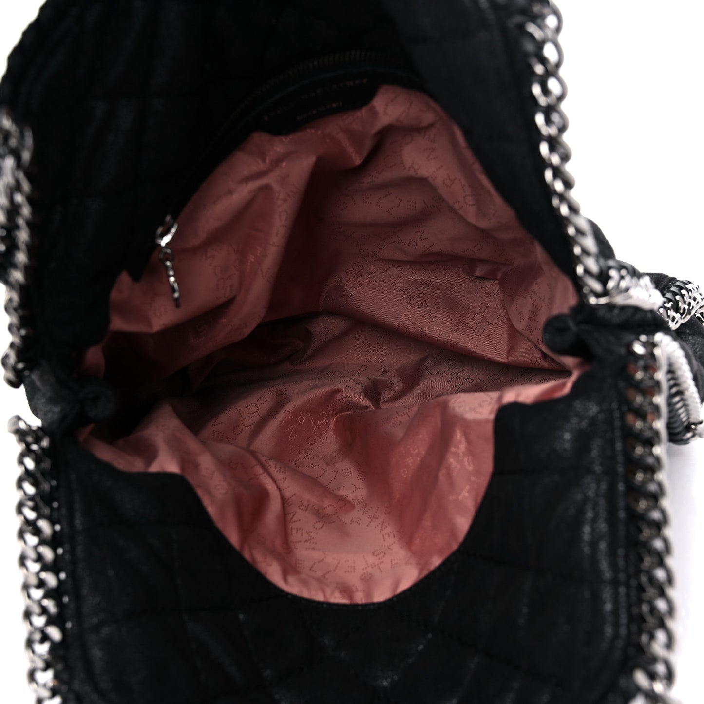 Metallic Shaggy Deer Quilted Small Falabella Tote Black