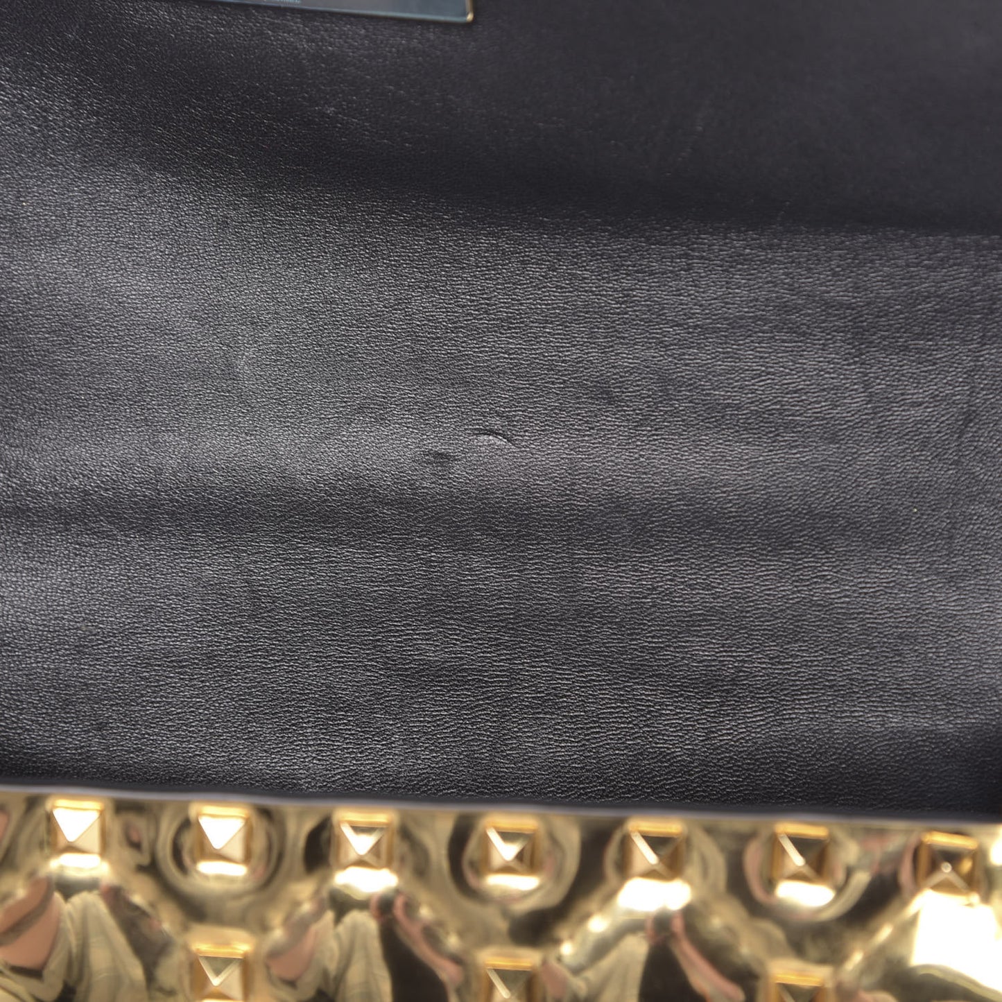 Metallic Patent Small Rockstud Spike Shoulder Bag Gold