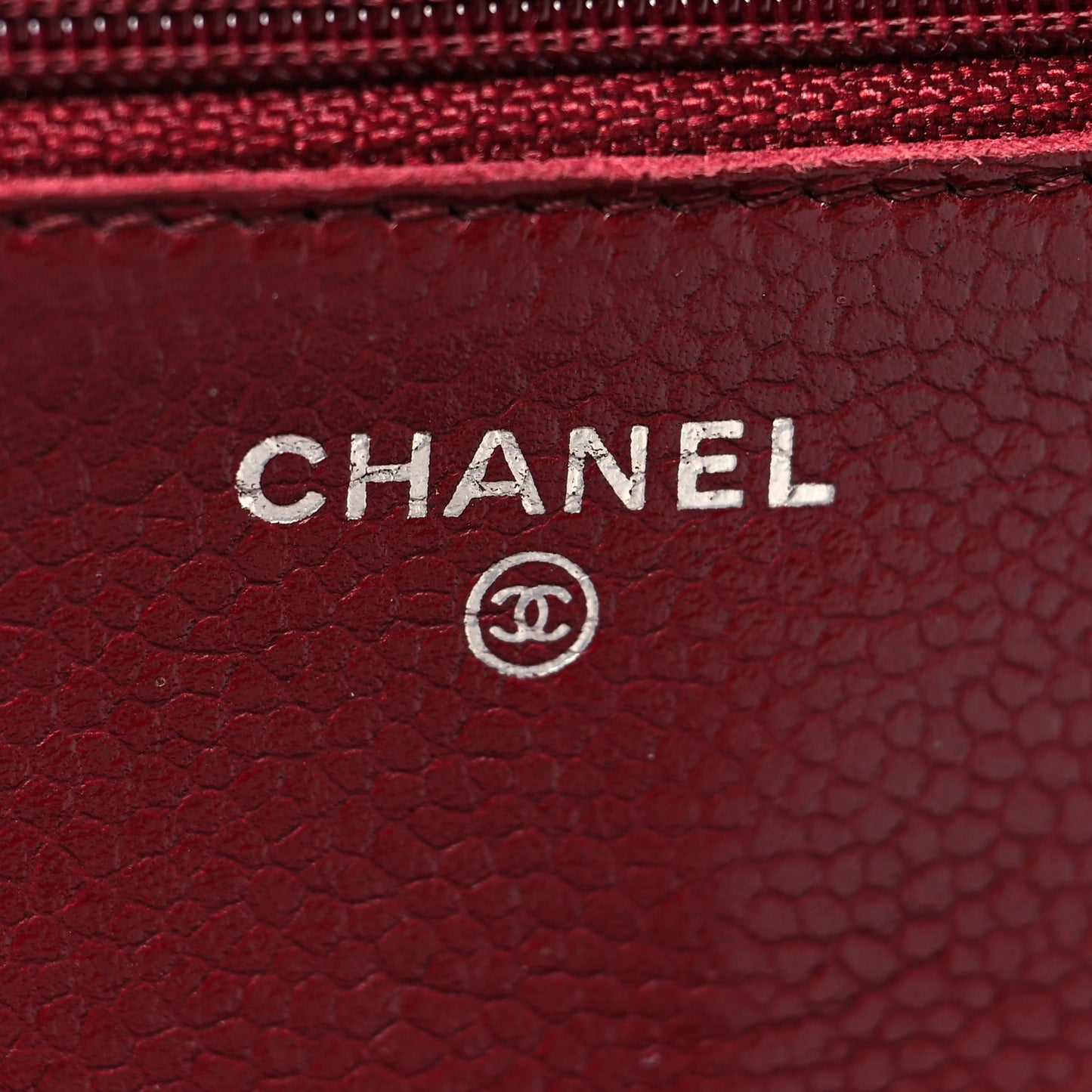 Caviar Quilted Wallet on Chain WOC Burgundy