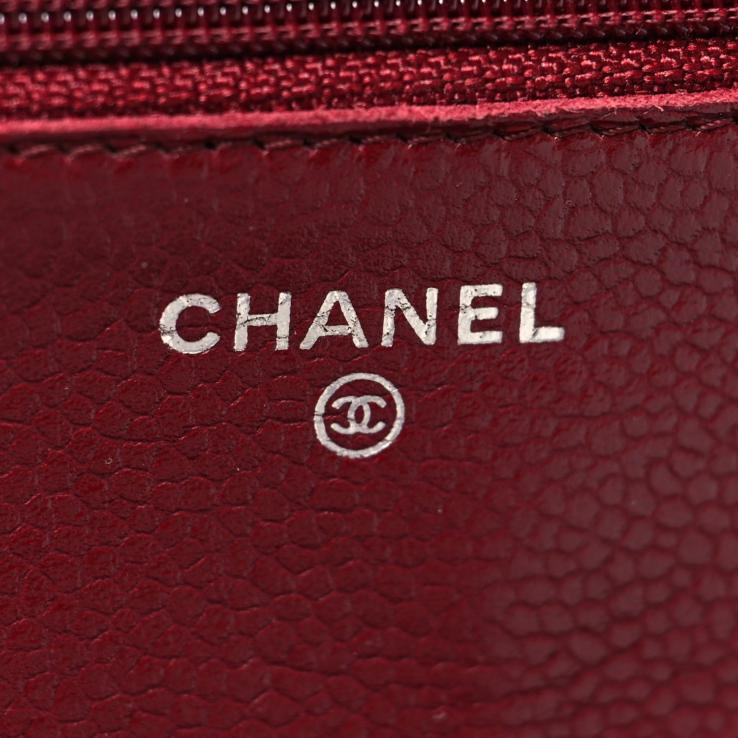 Chanel Caviar Quilted Wallet on Chain WOC Burgundy 6 of 11