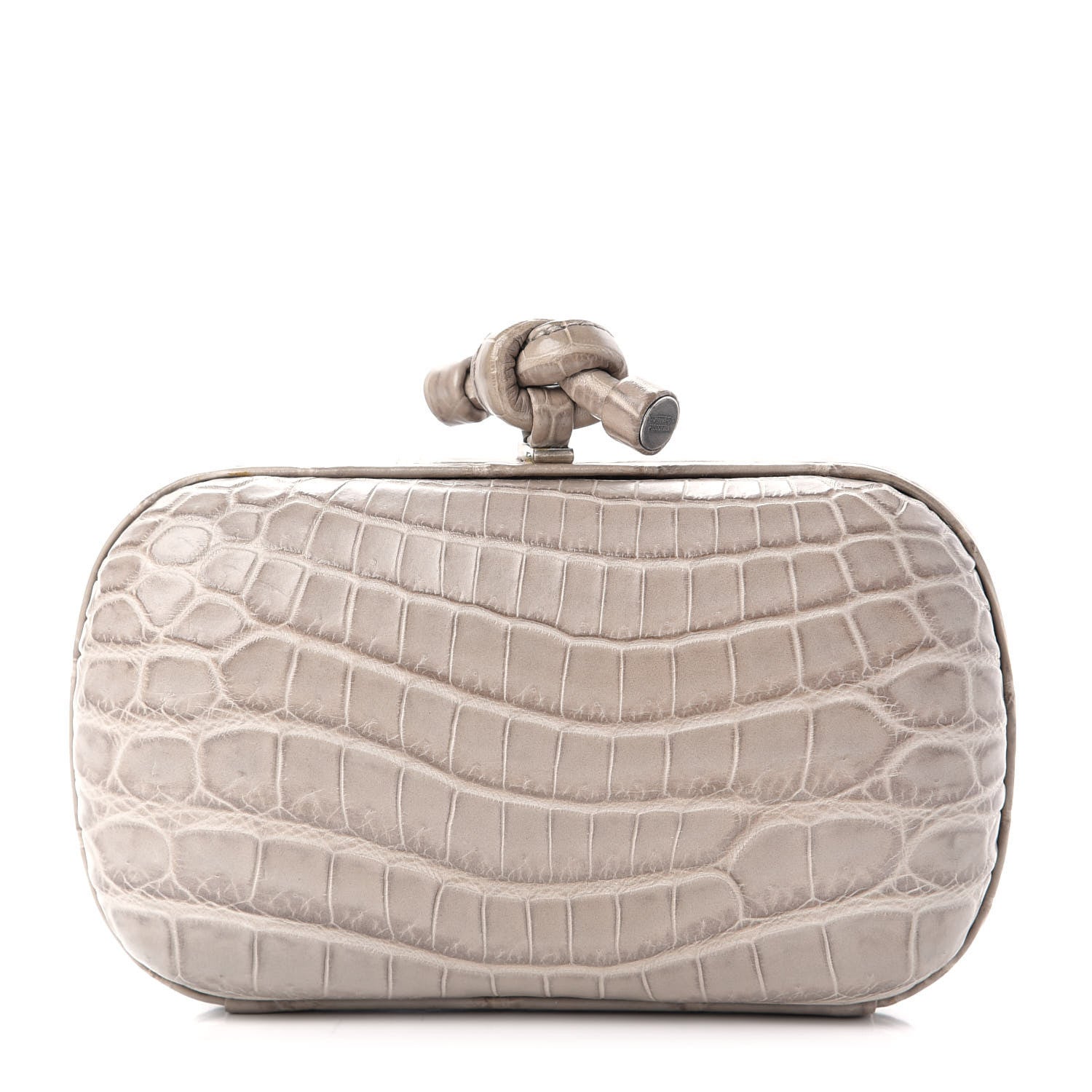 Bottega Veneta Crocodile Knot Clutch Stone 1 of 7