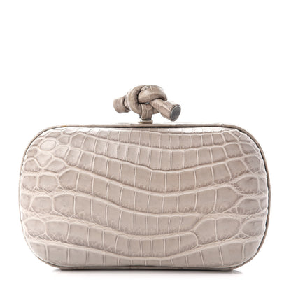 Bottega Veneta Crocodile Knot Clutch Stone 1 of 7