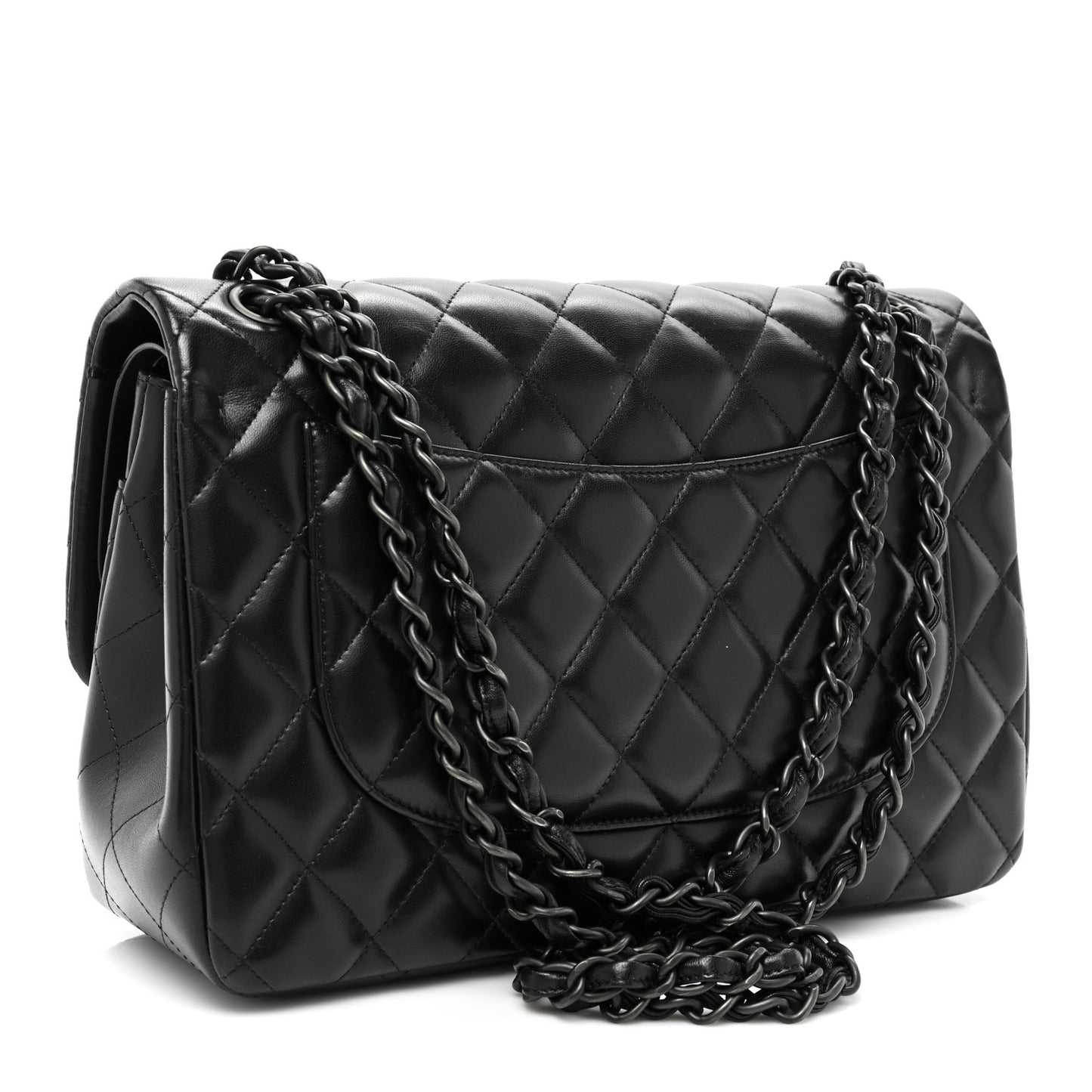 Lambskin Quilted Jumbo Double Flap So Black
