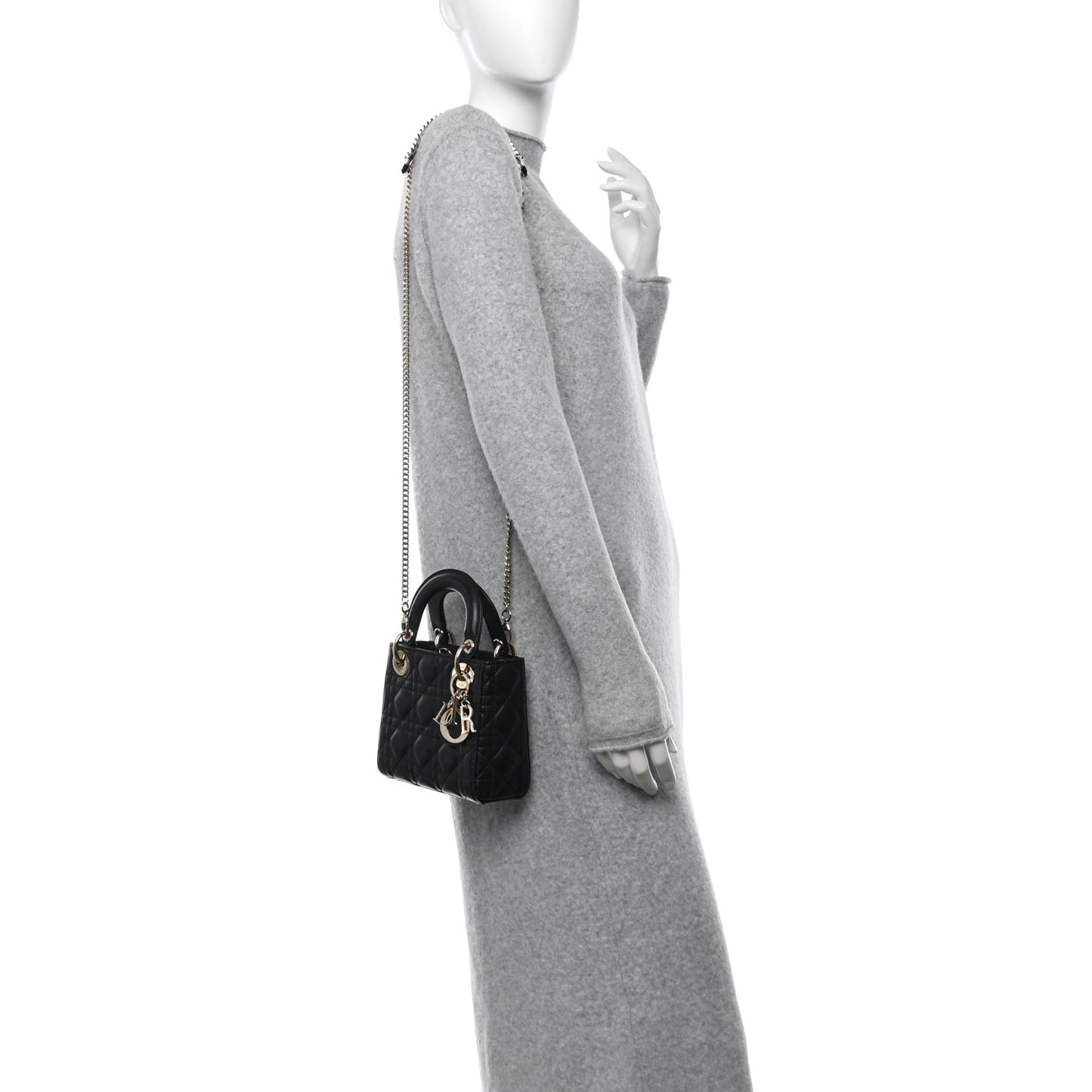 Lambskin Cannage Mini Lady Dior Black