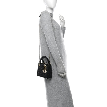 Christian Dior Lambskin Cannage Mini Lady Dior Black 2 of 10