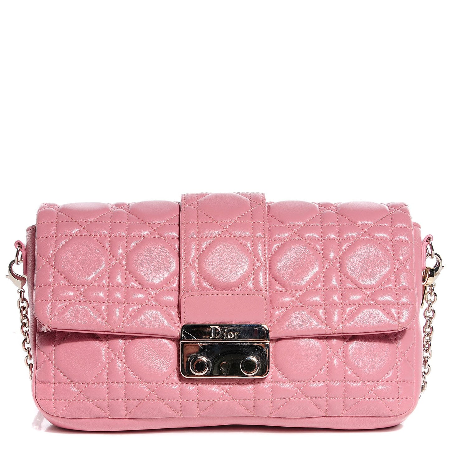 Lambskin Cannage New Lock Pouch Magnolia