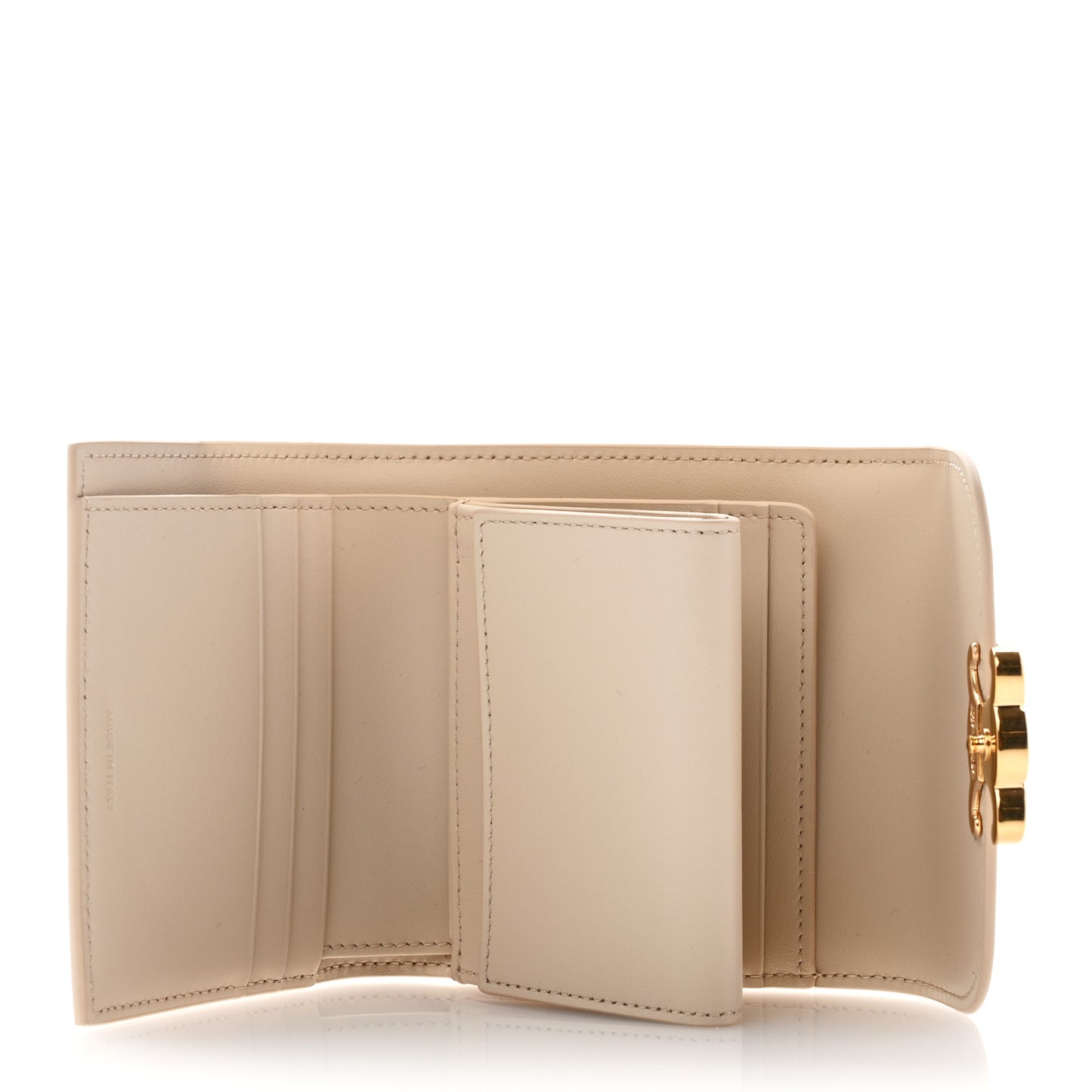 Shiny Calfskin Small Triomphe Wallet Pale Beige