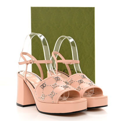 Gucci Malaga Kid Interlocking G Studs 25/85mm Platform Sandals 38 Perfect Pink 9 of 9