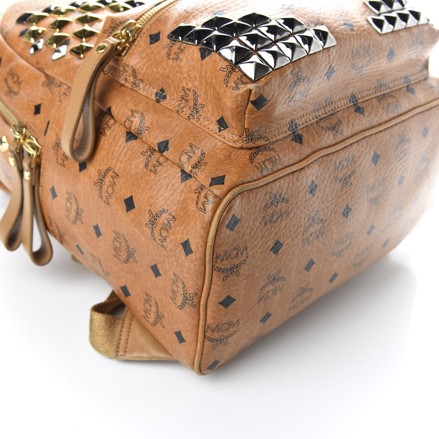 MCM Visetos Studded Medium Stark M Backpack Cognac 6 of 8