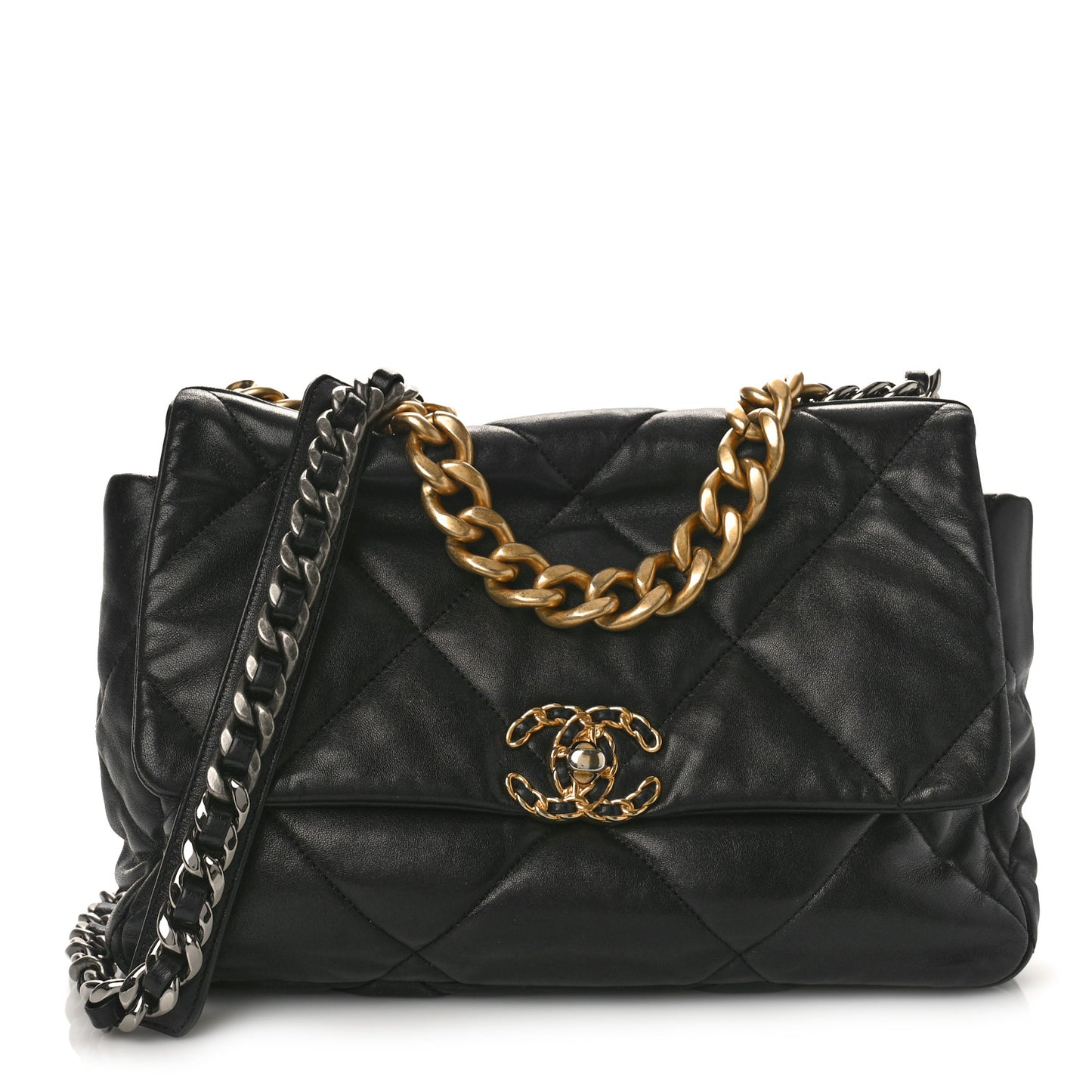 Lambskin Quilted Large Chanel 19 Flap Black