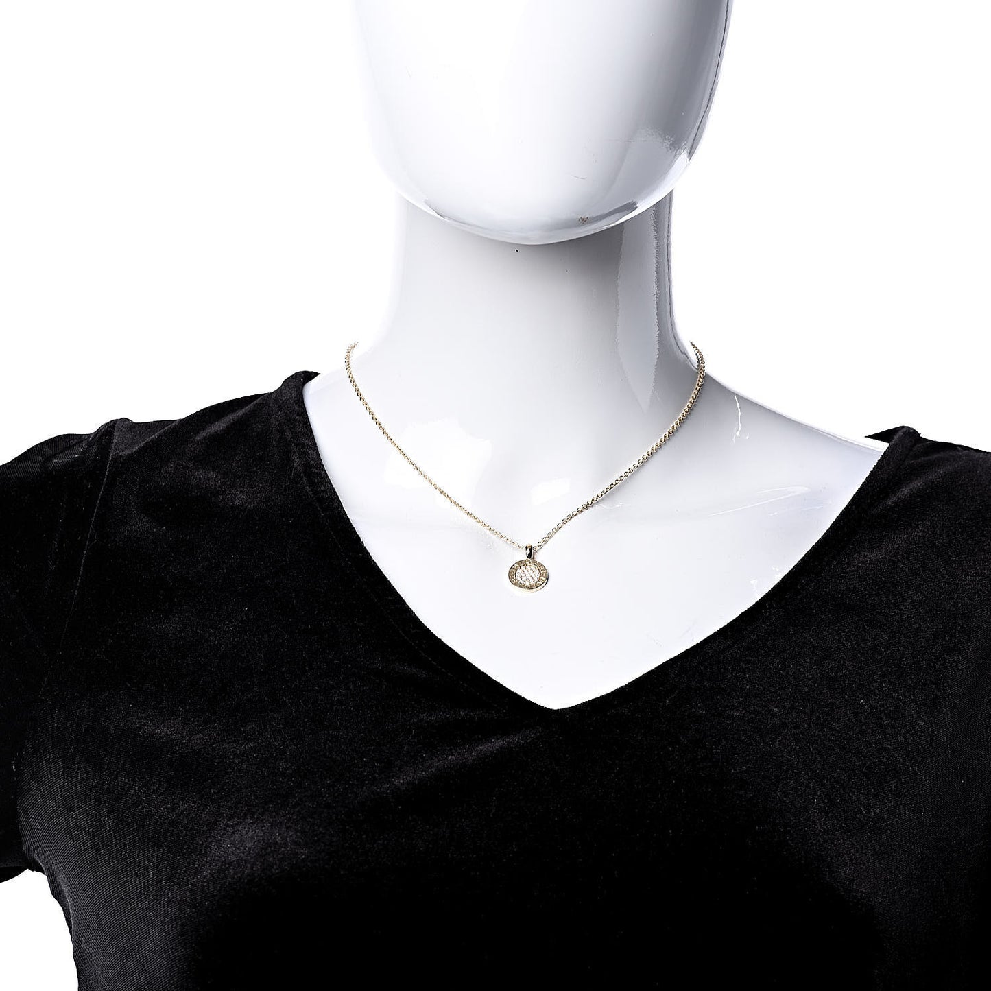 18K Yellow Gold Diamond BVLGARI BVLGARI Pave Pendant Necklace