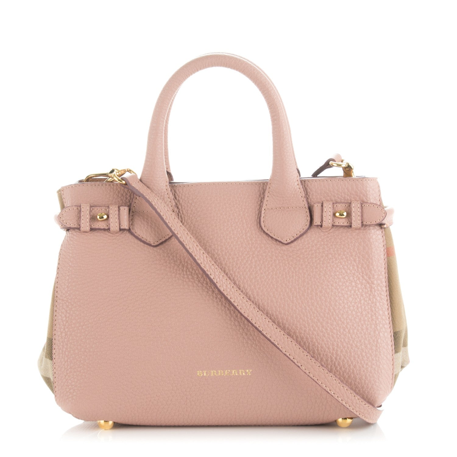 Burberry Grainy Calfskin House Check Small Banner Tote Pale Orchid 1 of 8