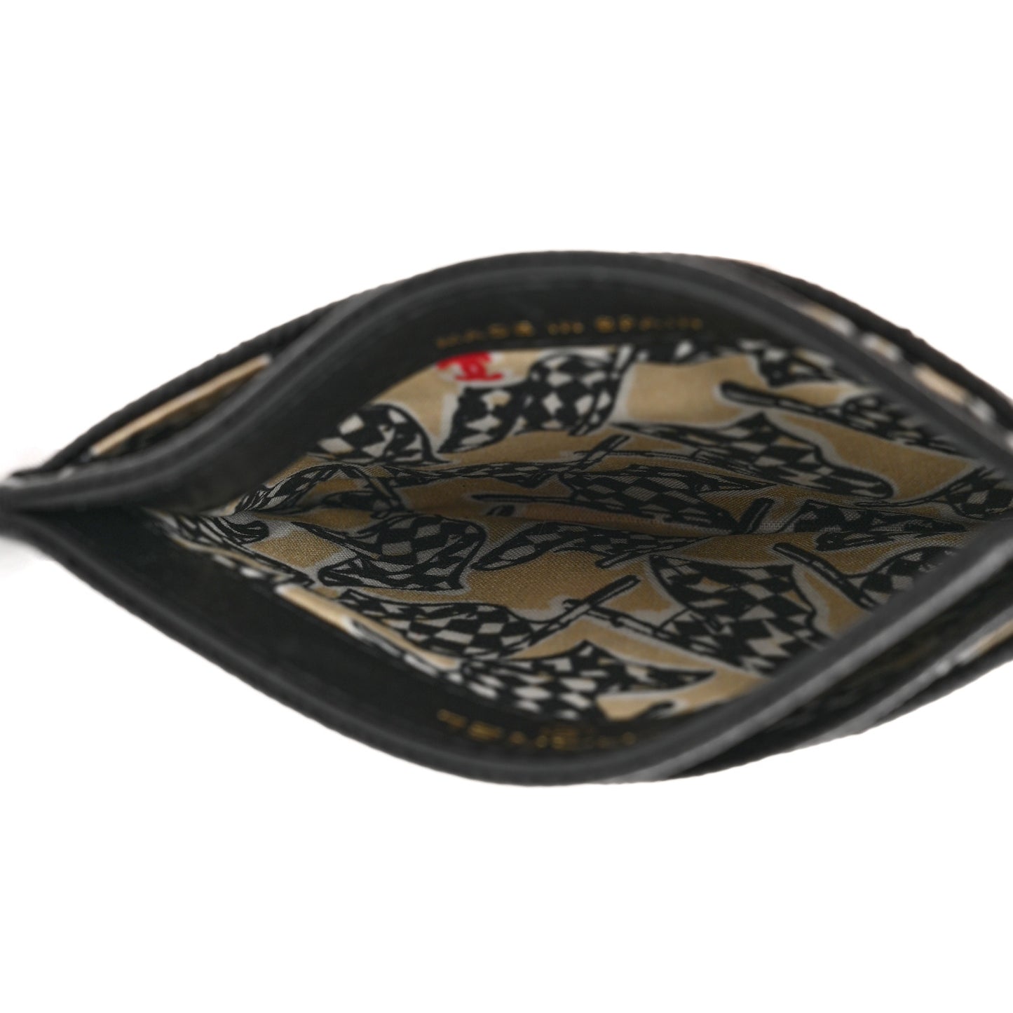 Caviar Quilted Striated Card Holder Black