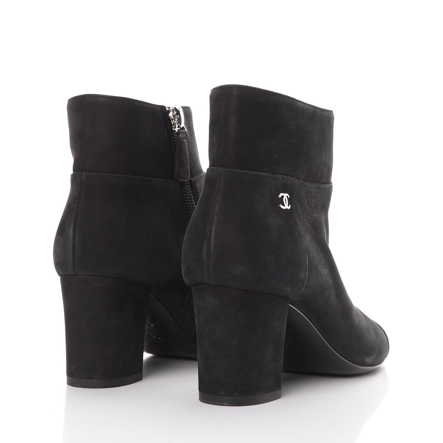 Chanel Suede CC Cap Toe Ankle Booties Boots 36 Black 4 of 11