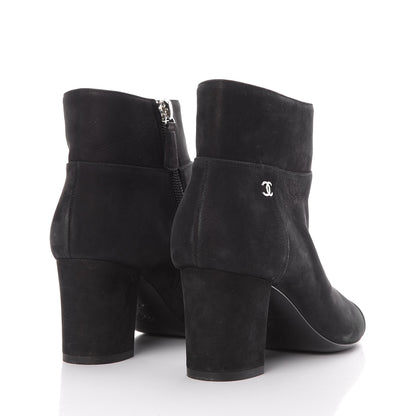 Chanel Suede CC Cap Toe Ankle Booties Boots 36 Black 4 of 11