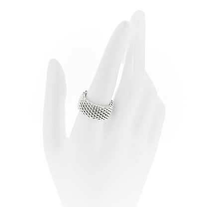 Tiffany Sterling Silver Somerset Mesh Ring 58 8.5 2 of 4