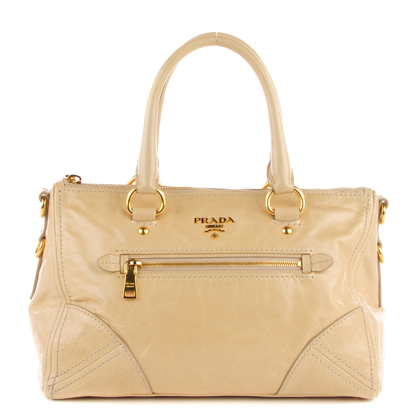 Vitello Shine Shopping Satchel Quarzo