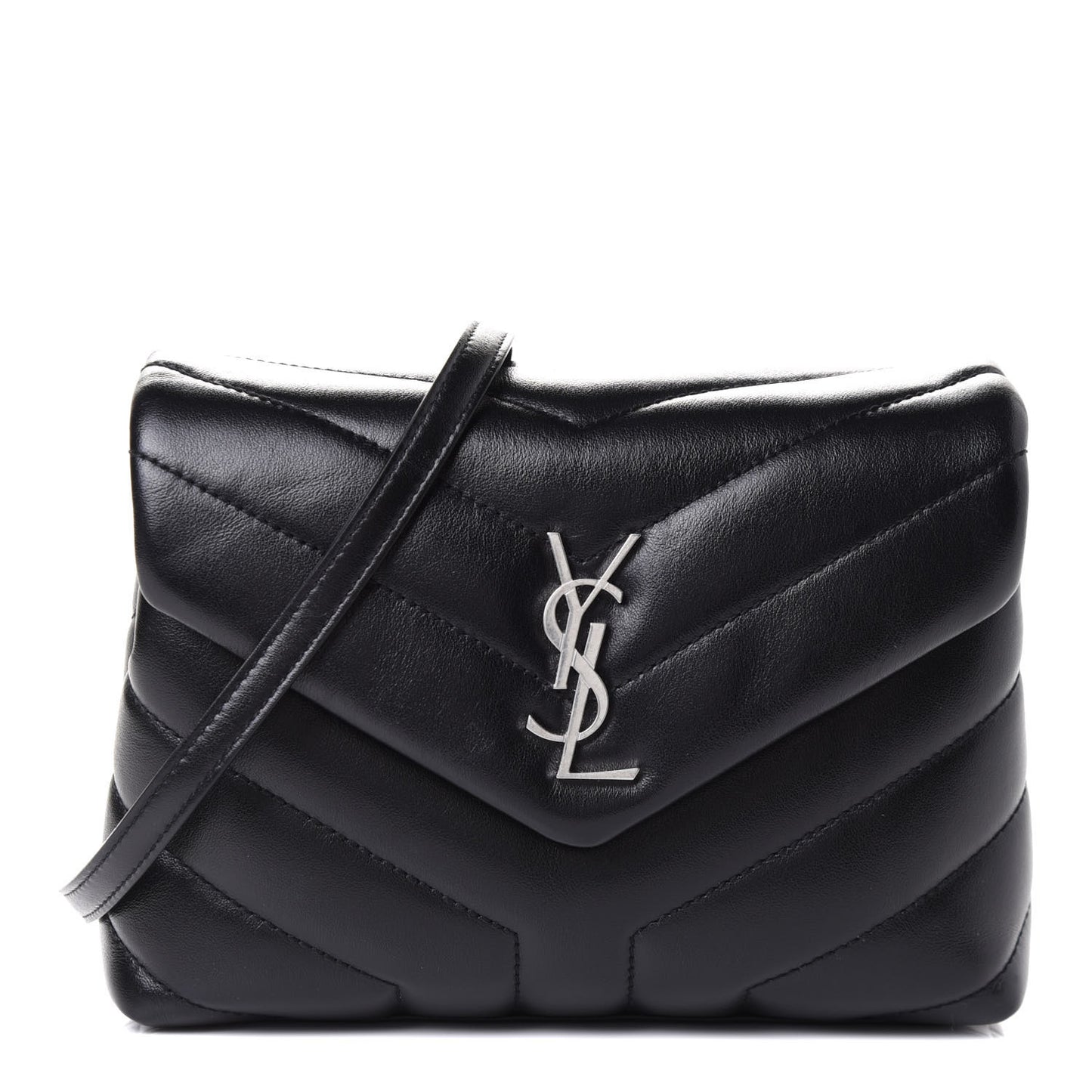 Calfskin Y Quilted Monogram Toy Loulou Crossbody Bag Black