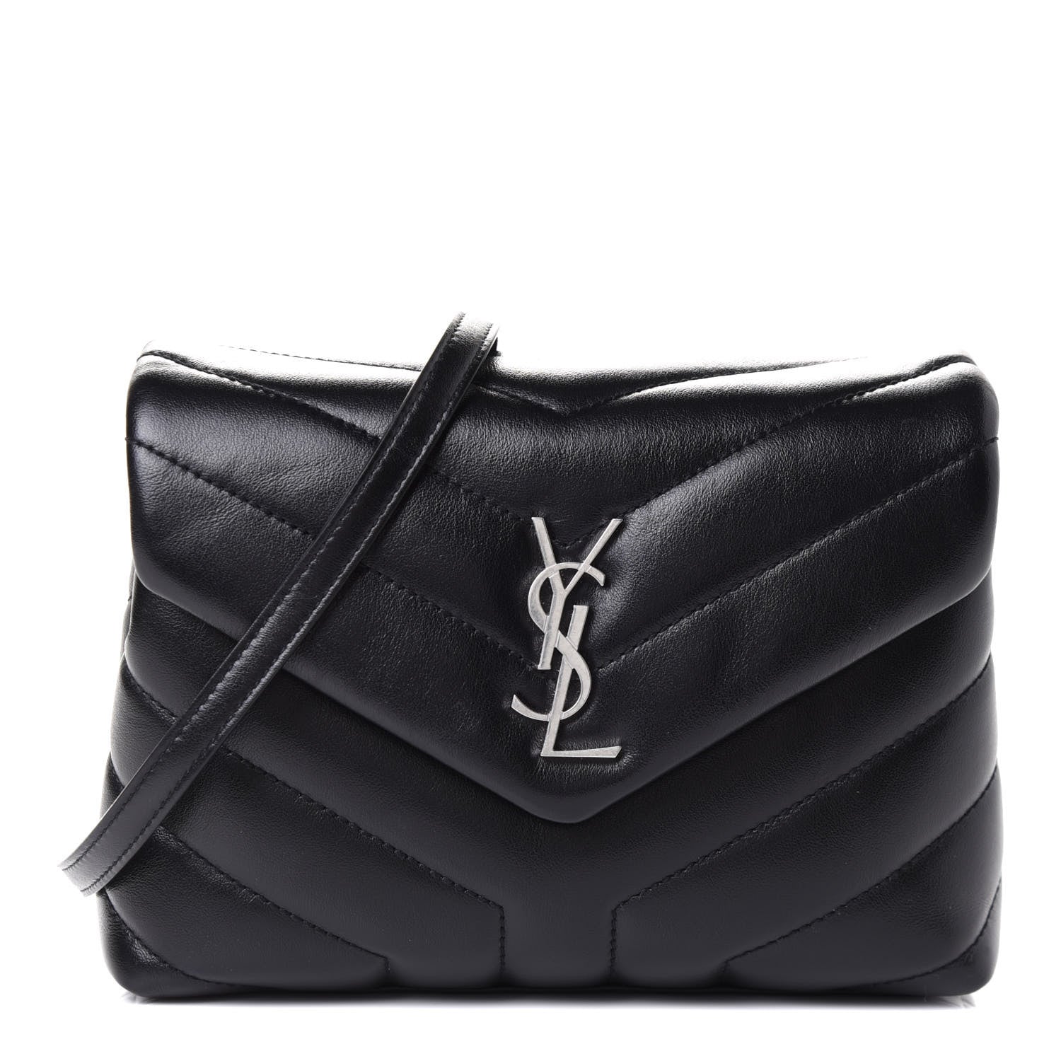 Saint Laurent Calfskin Y Quilted Monogram Toy Loulou Crossbody Bag Black 1 of 4
