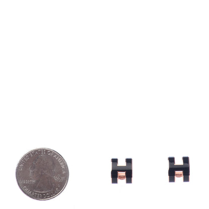 Hermes Rose Gold Lacquered Pop H Earrings Black 2 of 4