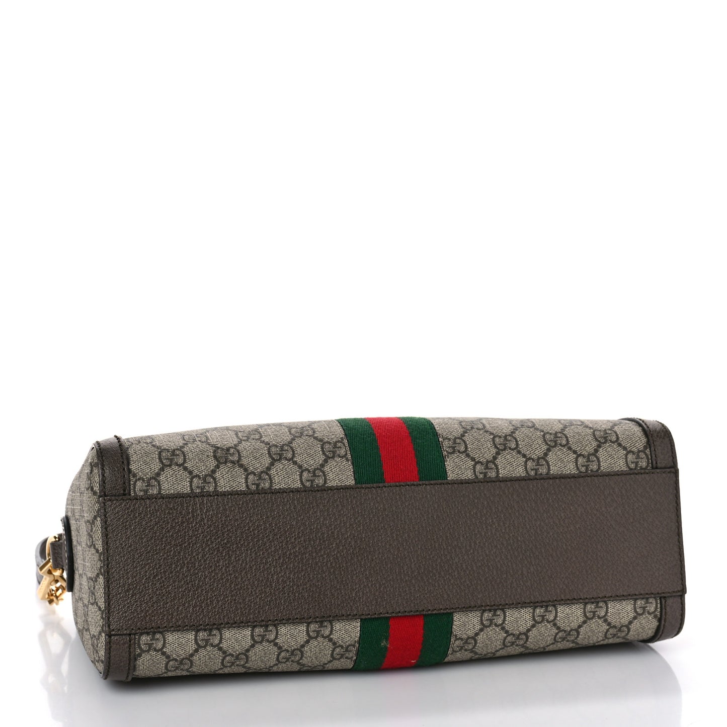 GG Supreme Monogram Textured Dollar Calfskin Web Medium Ophidia Boston Beige Ebony New Acero
