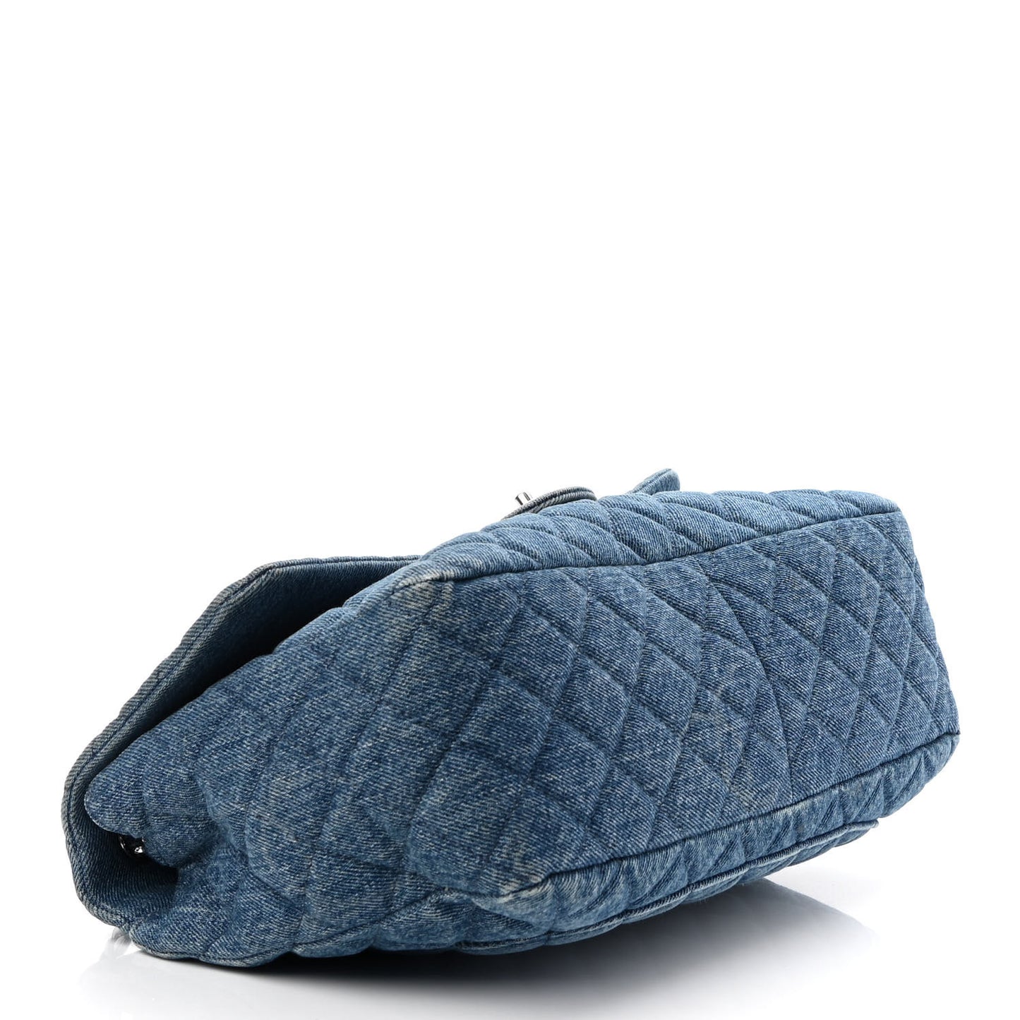 Denim Quilted CC Print Jumbo Single Flap Blue