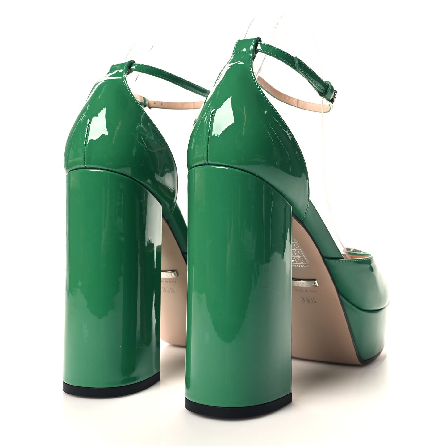 Patent Crystal Double G Platform Pumps 39.5 New Shamarock