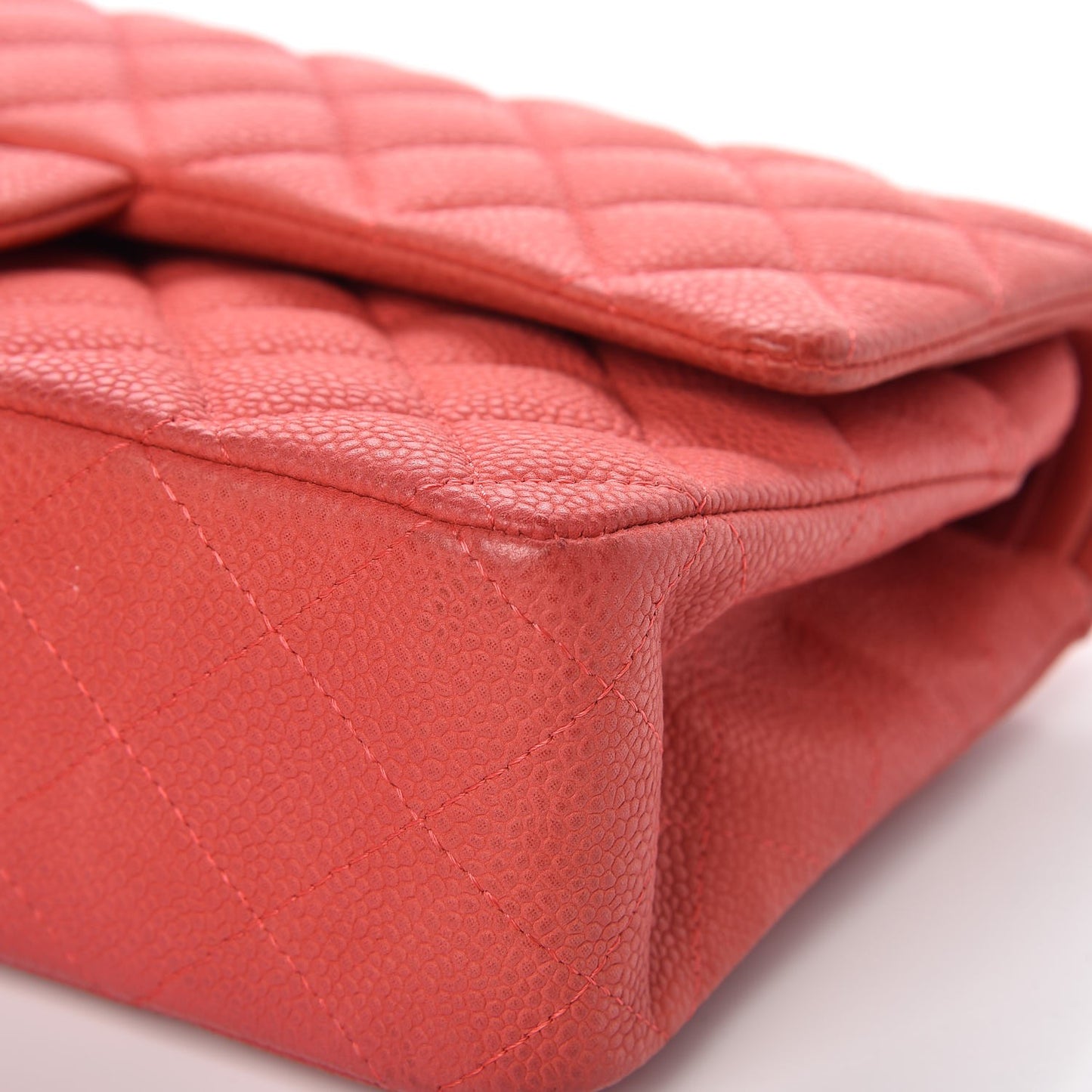 Iridescent Caviar Quilted Medium Double Flap Dark Pink