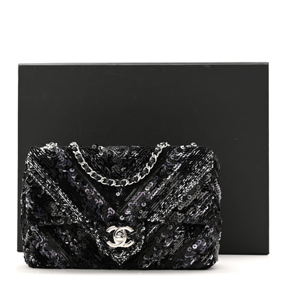 Chanel Sequins Chevron Mini Rectangular Flap Black 11 of 11